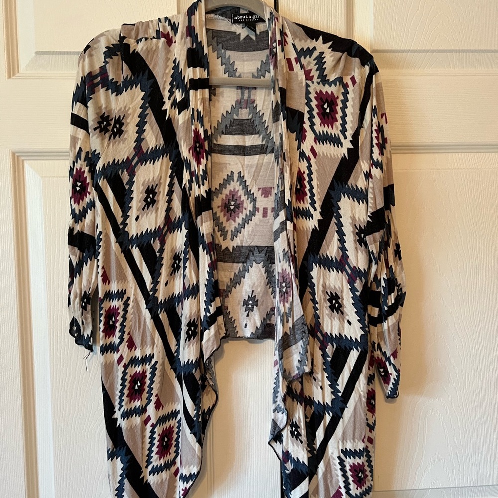 Women crop cardigan lightweight tribal pattern